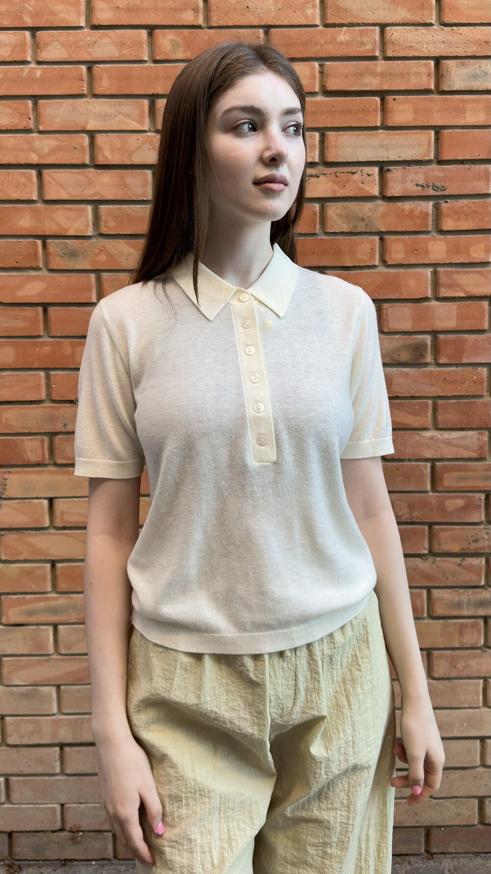 Поло вʼязаний 818858 Santfair Молочний, Oversize