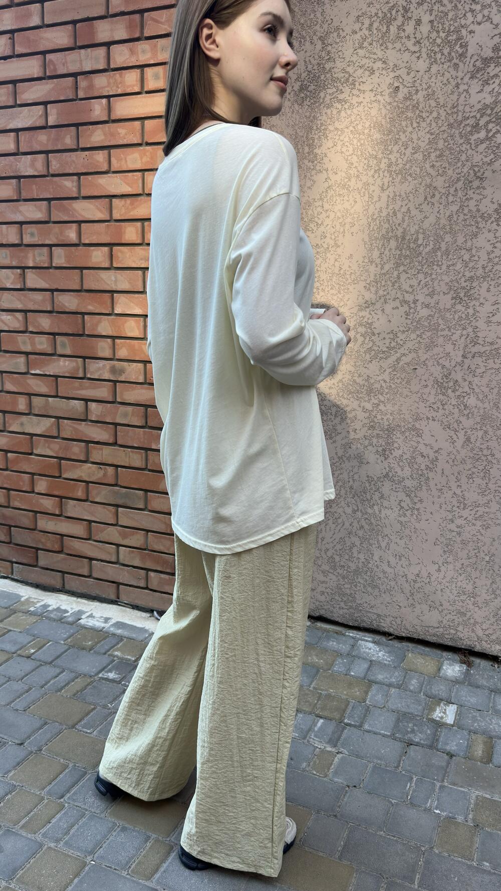 Лонслів базовий, без принту Korea Жовтий, Oversize