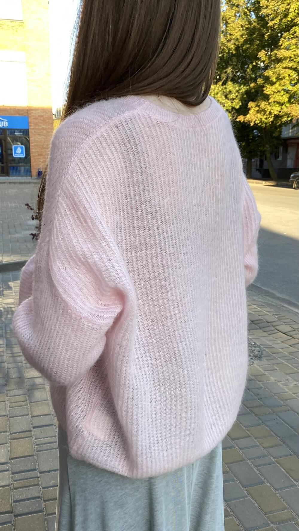 Светр павутинка 036-2505 Santfair Рожевий, Oversize