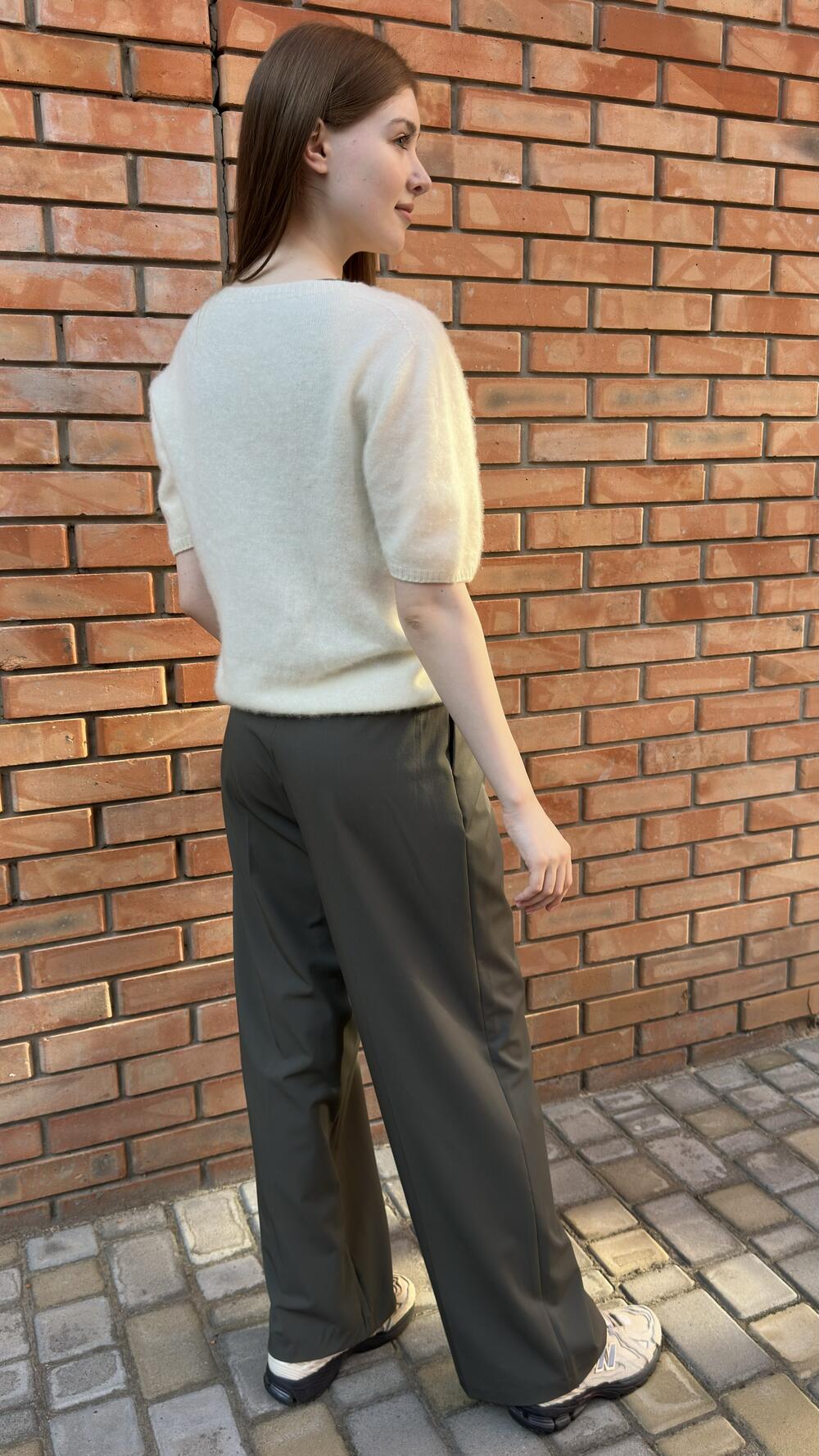 Джемпер з коротким рукавом 856-676 Santfair Молочний, Oversize