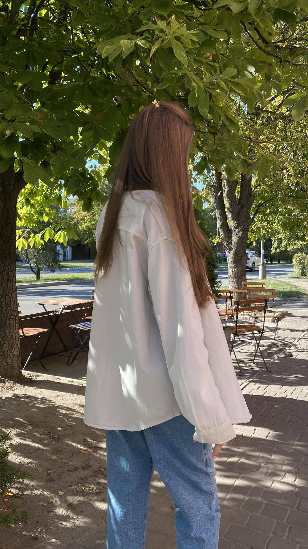 Сорочка джинсова, обʼємна Тауп, Oversize