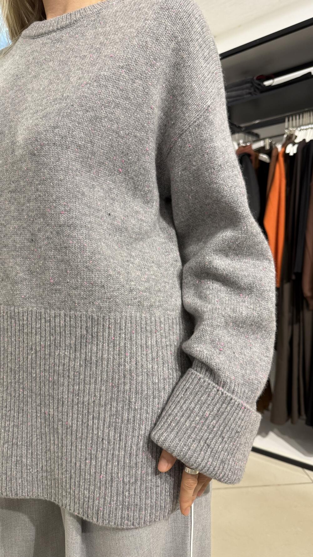 Светр в крапочку 013-7119 Santfair Сірий, Oversize