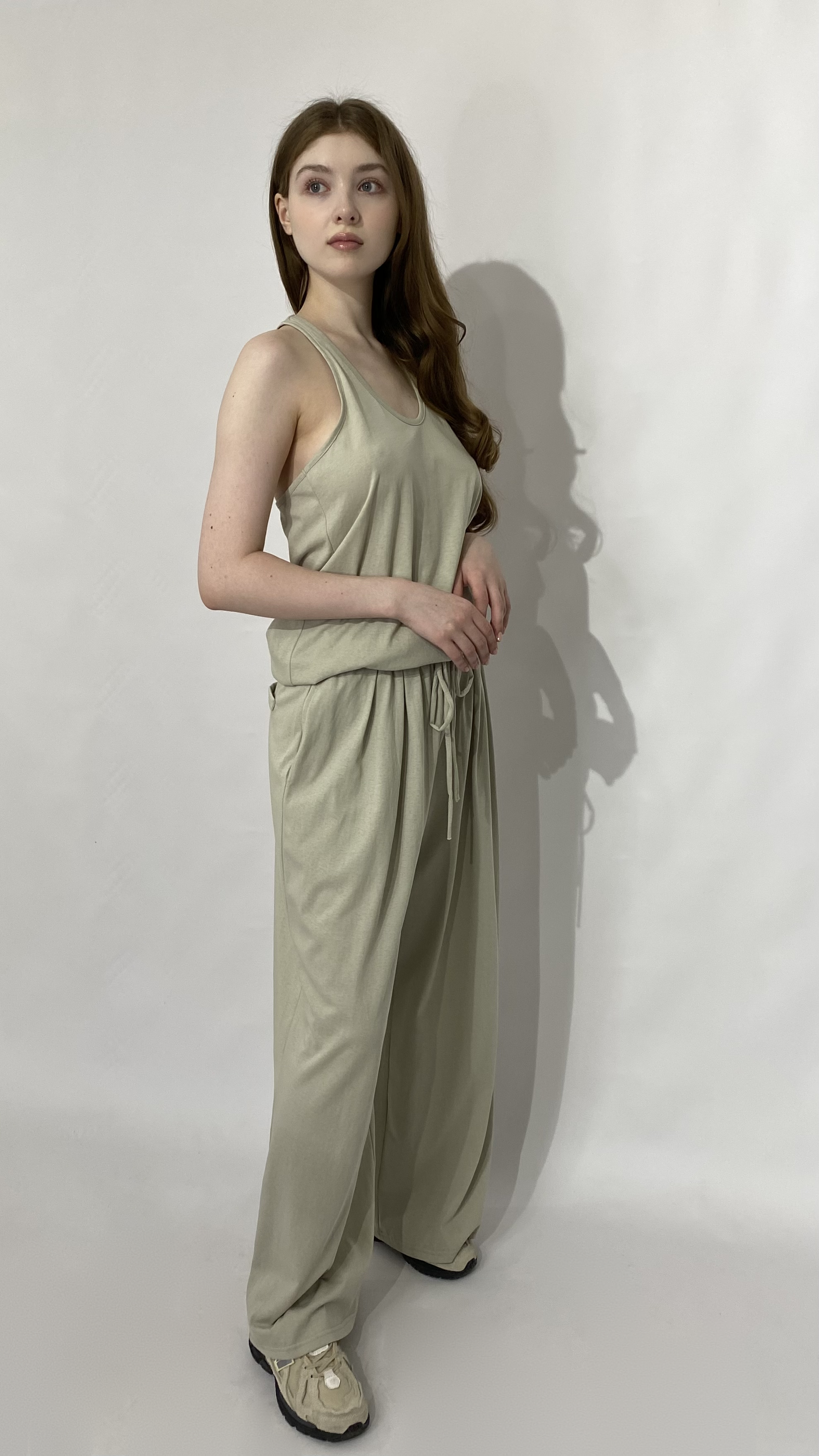 Костюм з майкою та широкими брюками Тауп, Oversize