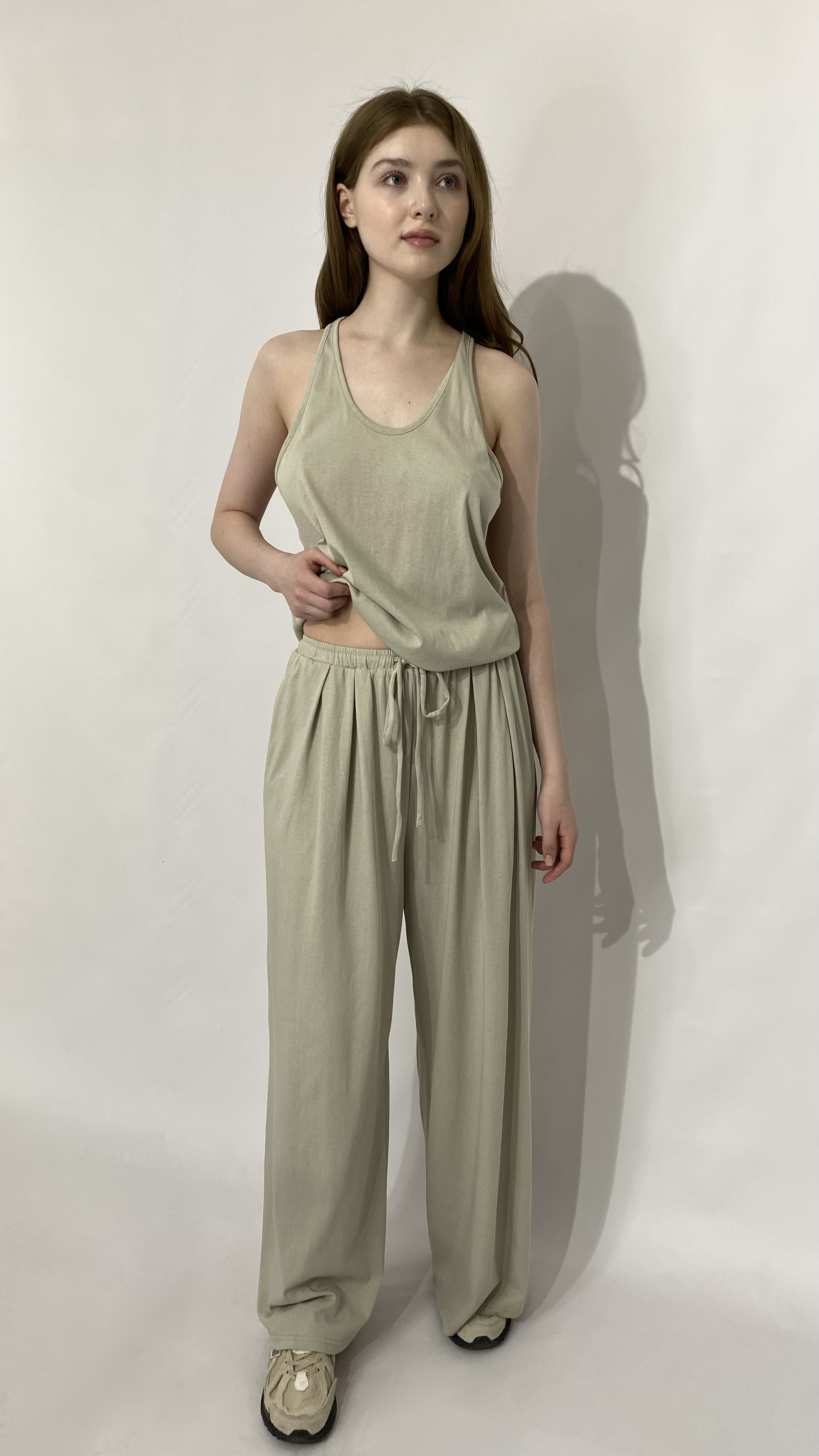 Костюм з майкою та широкими брюками Тауп, Oversize