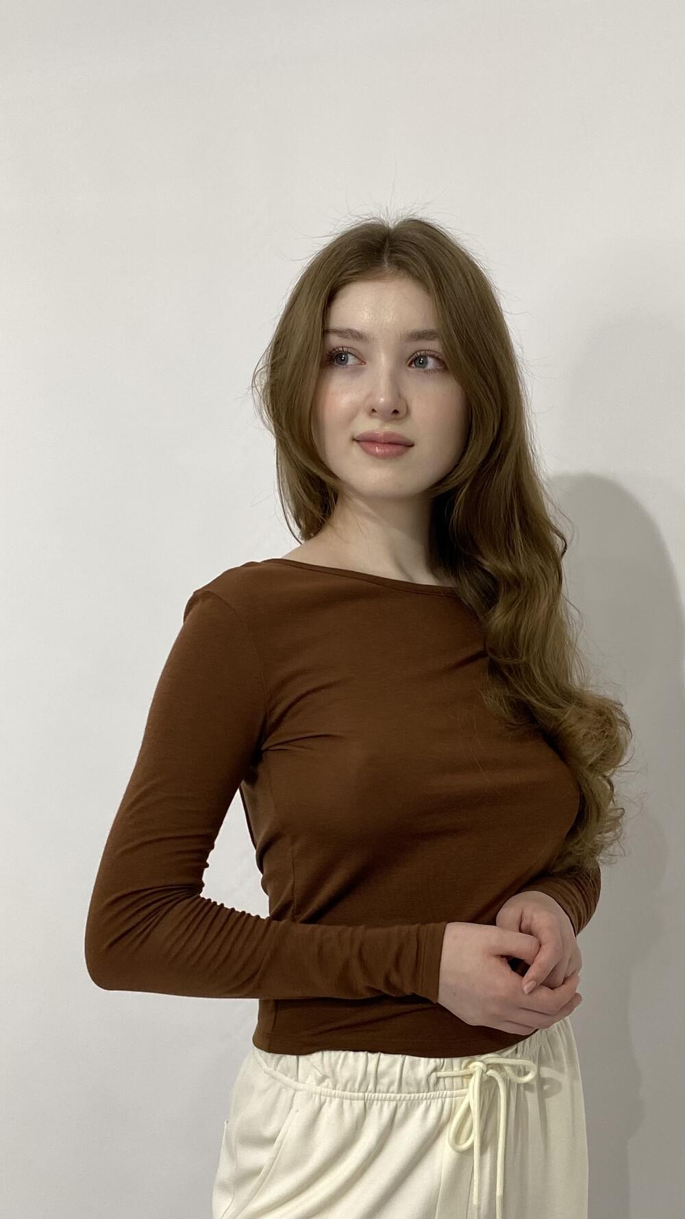 Лонслів з перемичкою зверху Коньячний, S/M