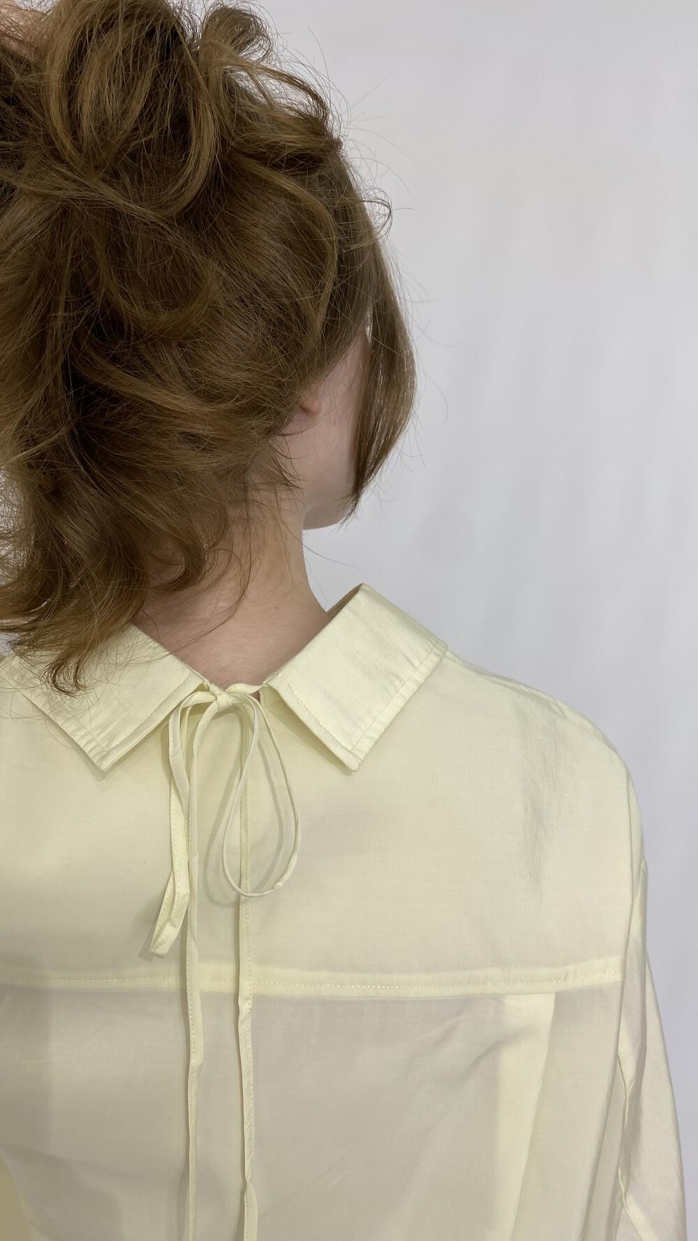 Сорочка базова з завʼязкою на шиї позаду Жовтий, Oversize