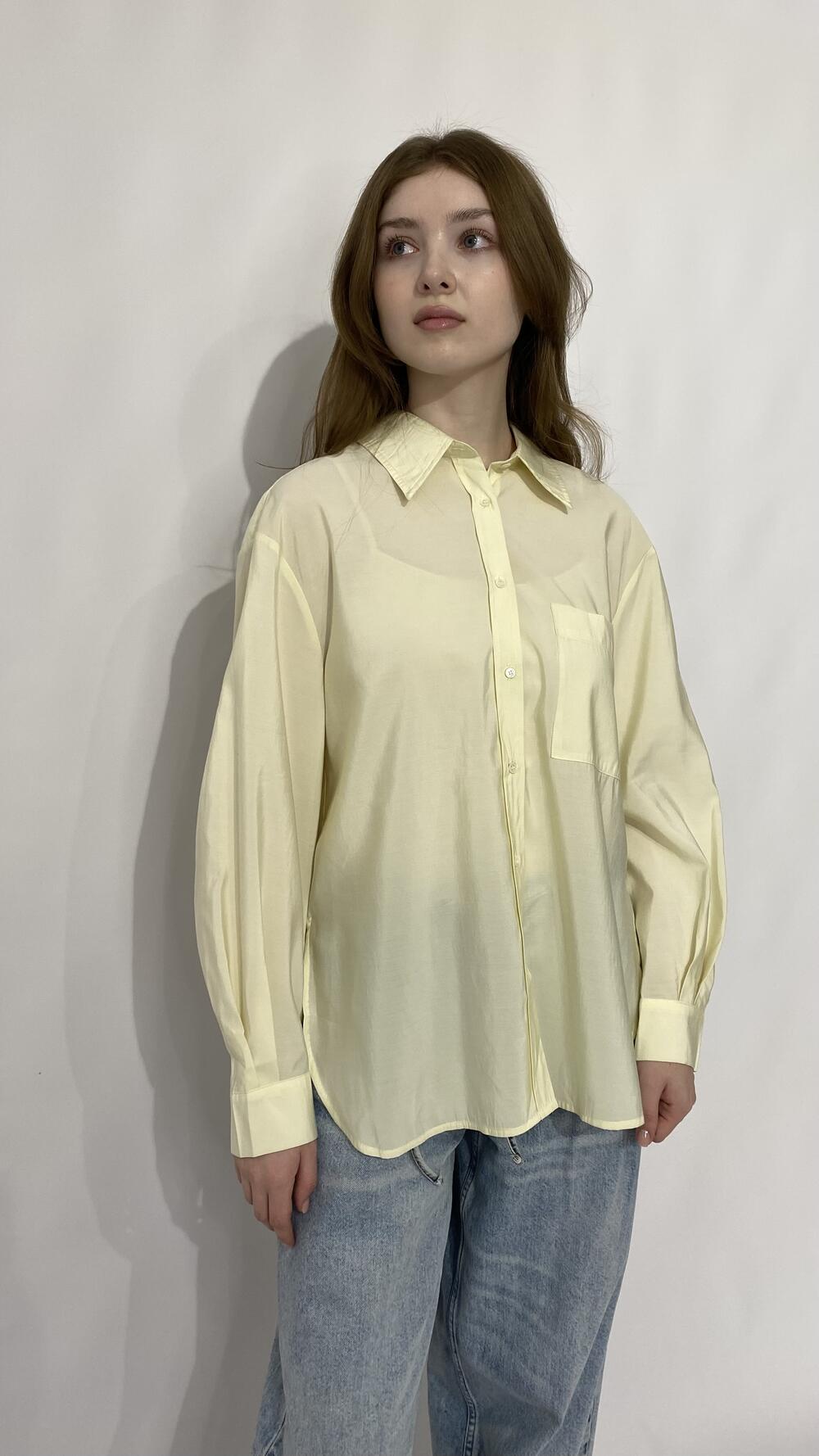 Сорочка базова з завʼязкою на шиї позаду Жовтий, Oversize