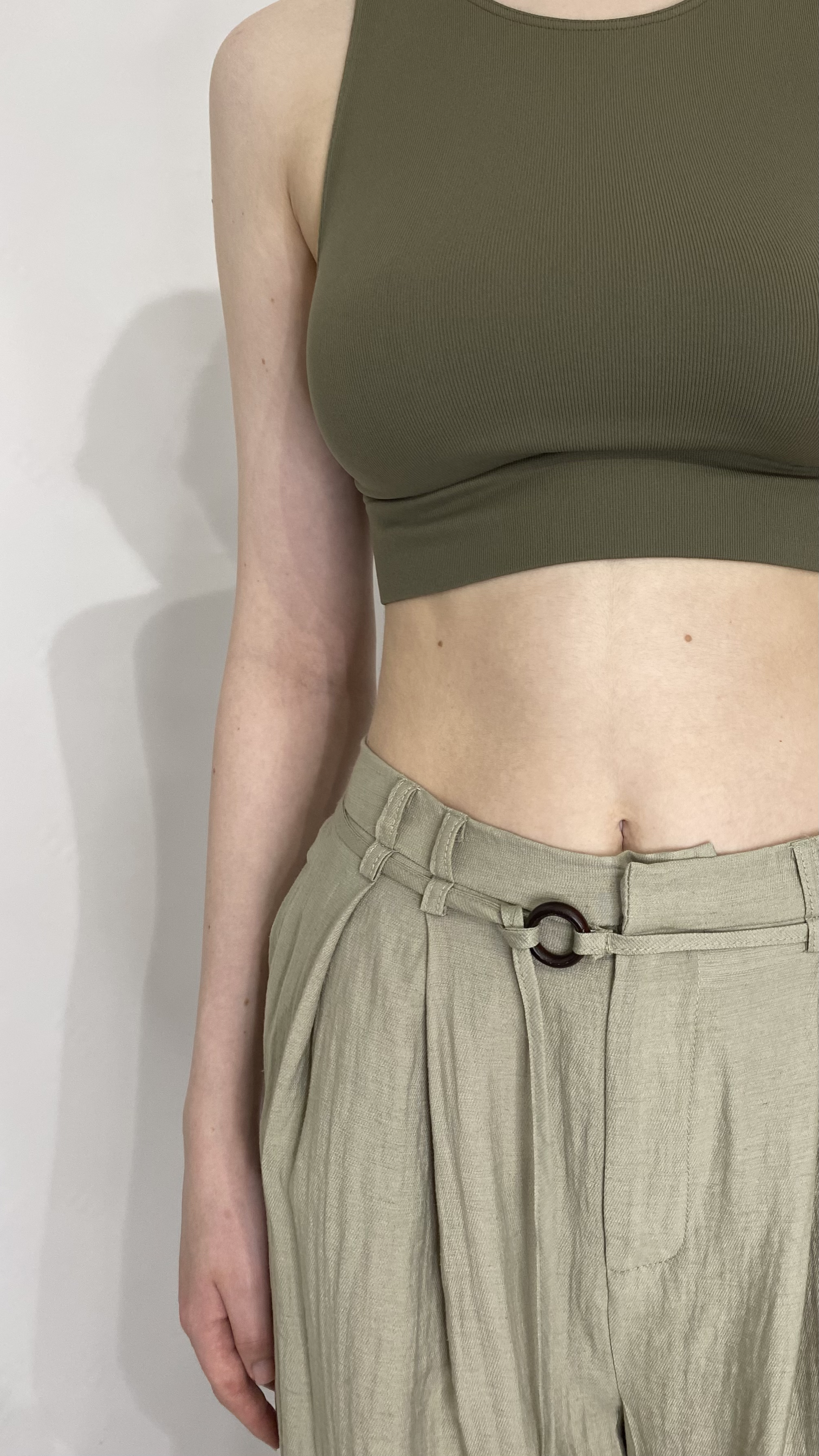 Брюки широкі, з завʼязкою на талії Made in Italy Оливковий, S/M