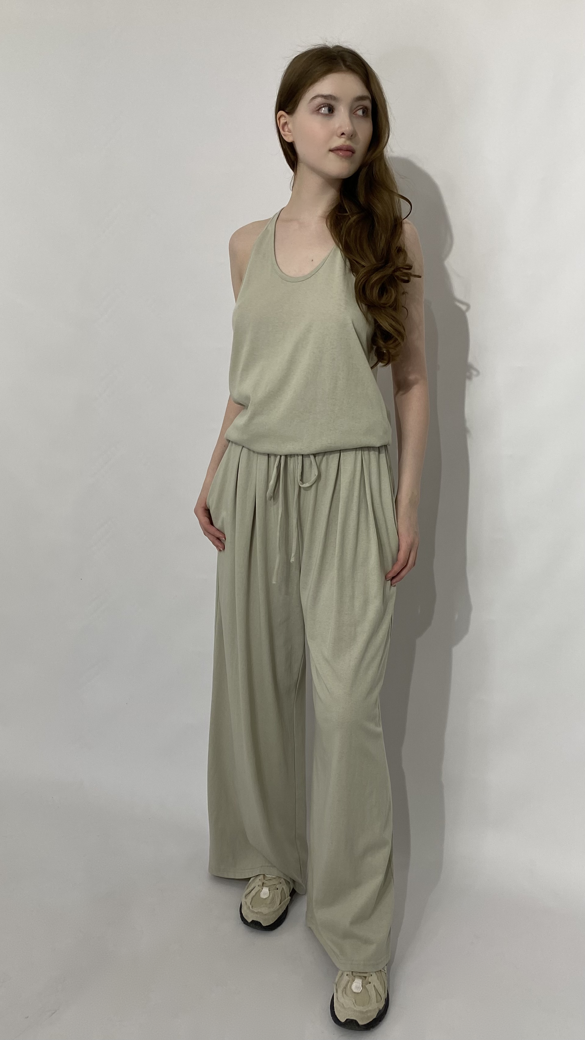 Костюм з майкою та широкими брюками Тауп, Oversize