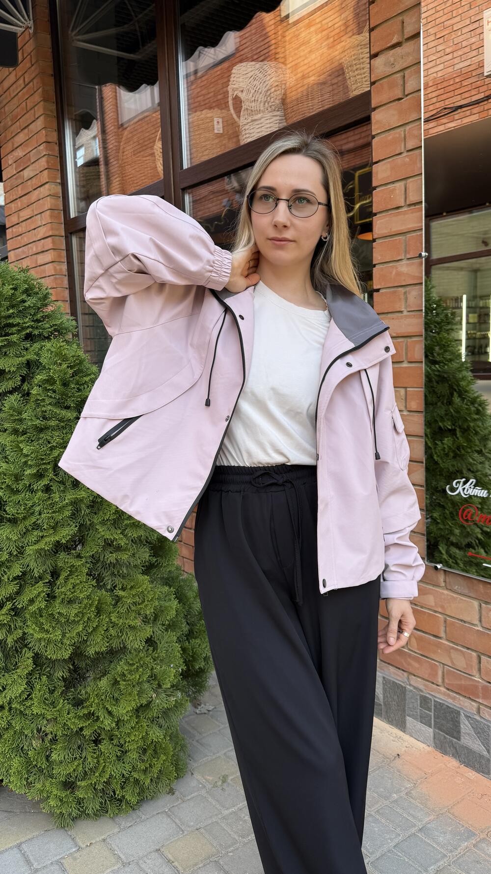 Куртка, вітрівка з акцентною підкладою Рожевий, Oversize