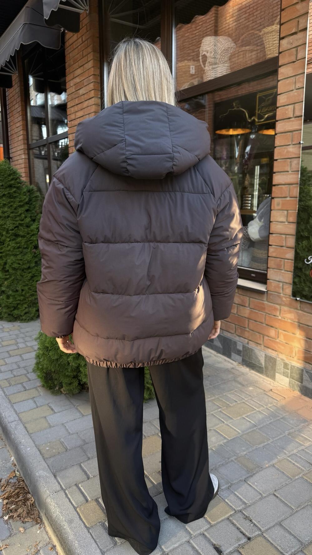 Бомбер з капюшоном Bless Шоколадний, M