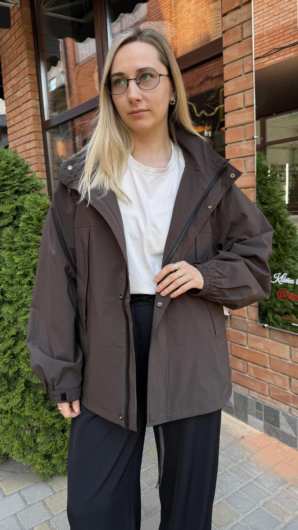 Вітрівка з капюшоном More Шоколадний, Oversize