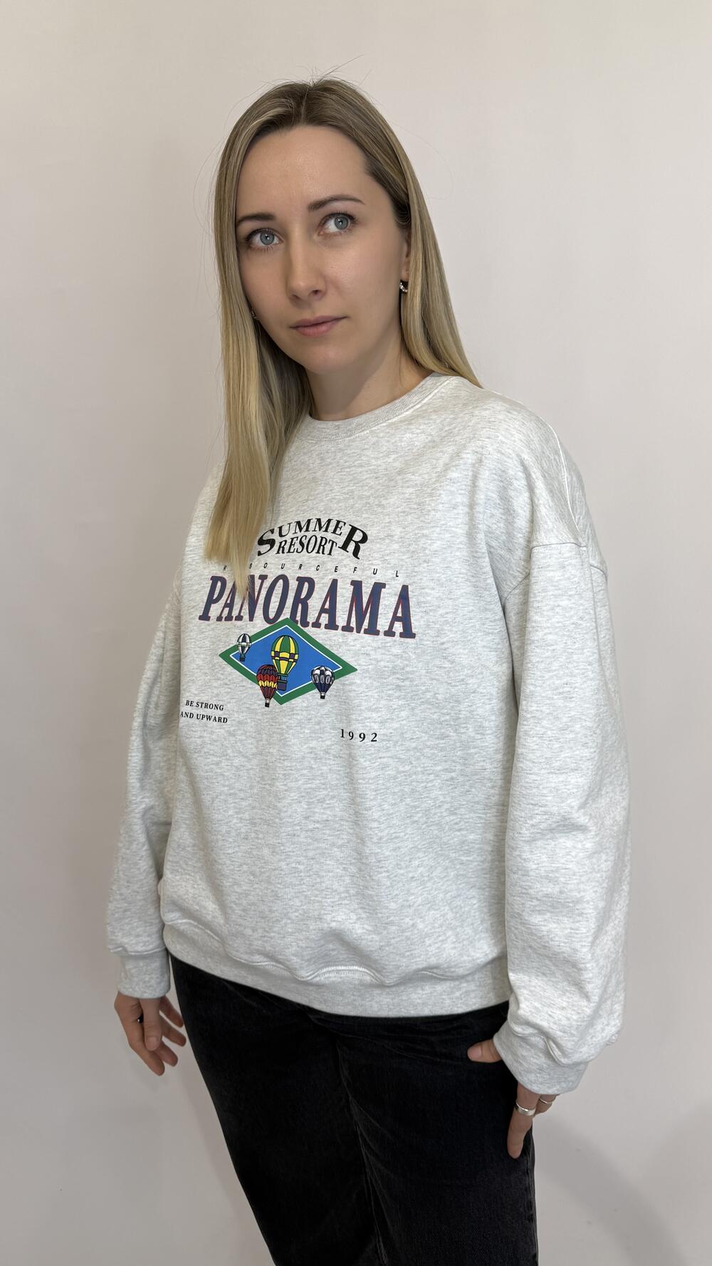 Світшот з принтом Panorama Сірий меланж, Oversize