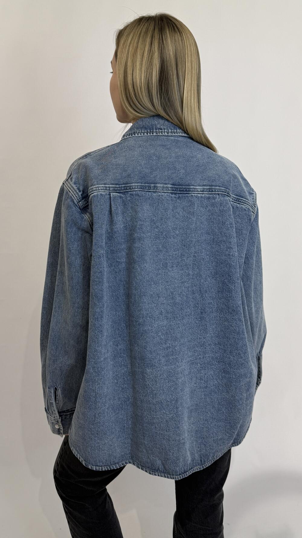Сорочка джинсова, класичного крою Синій, Oversize