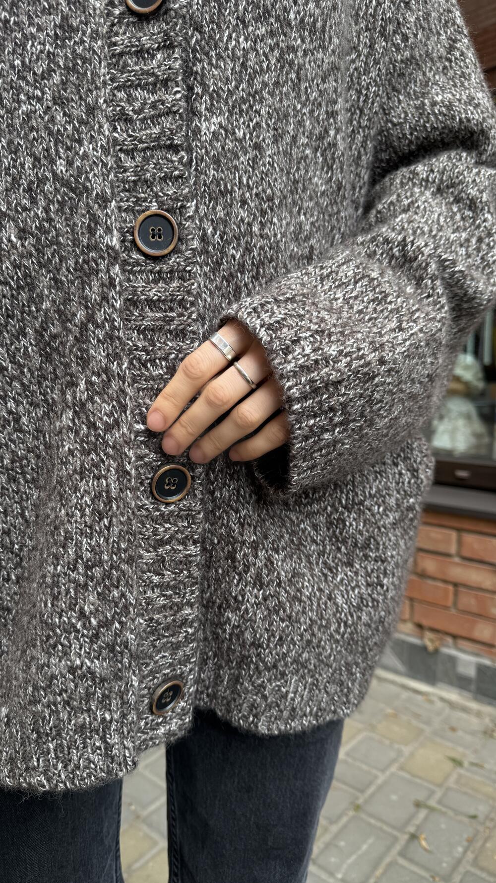 Кардиган з кашеміром SF Темний шоколад, Oversize