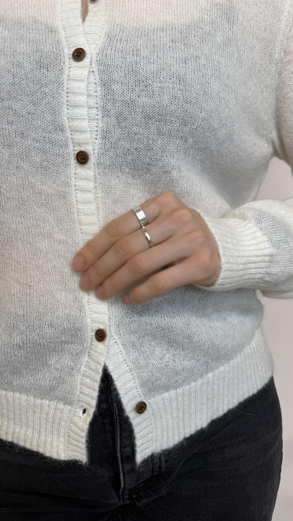 Легкий кардиган з ґудзиками Кремовий, Oversize