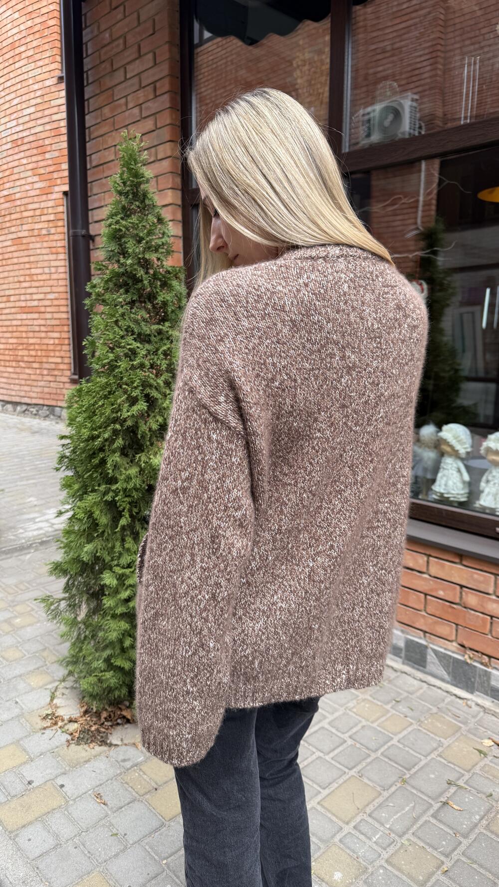 Кардиган з кашеміром SF Мол. шоколад, Oversize