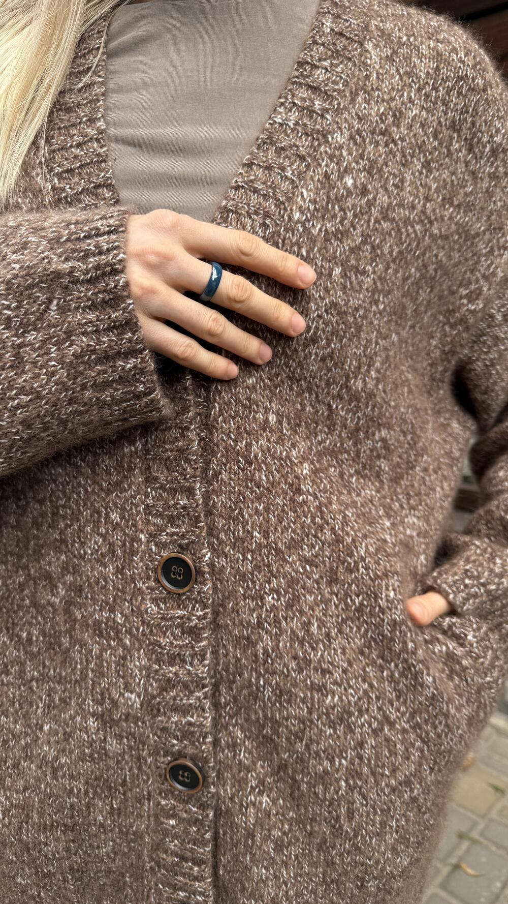 Кардиган з кашеміром SF Мол. шоколад, Oversize