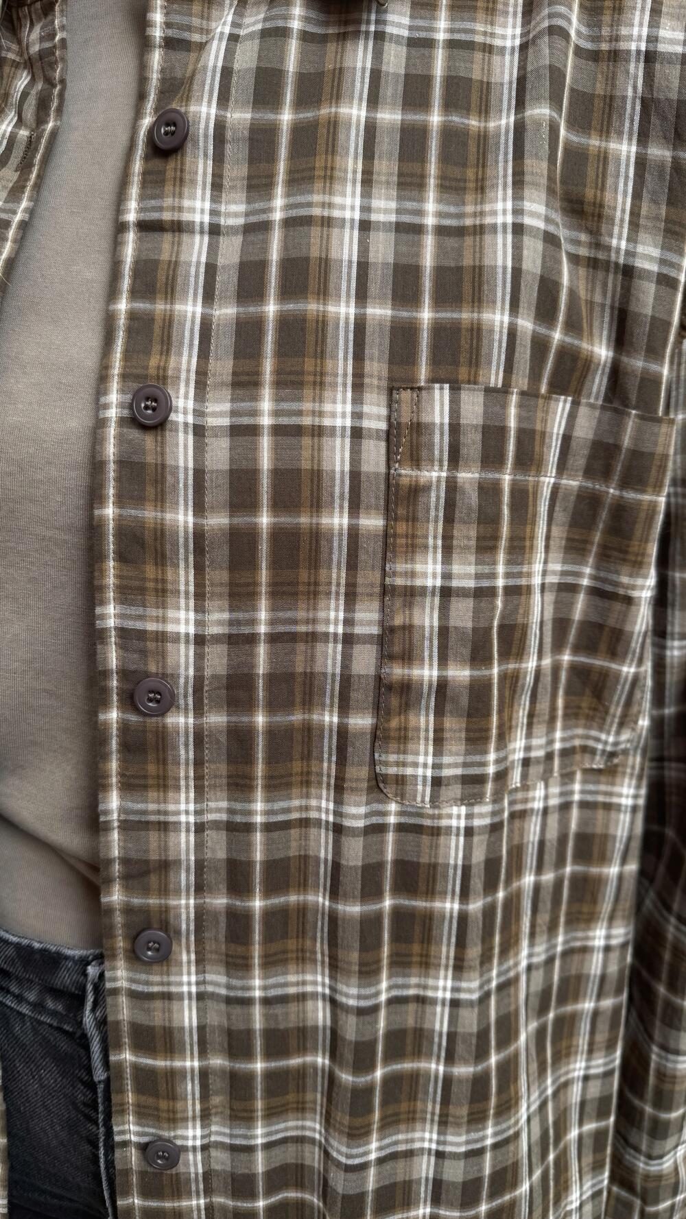 Сорочка у клітинку Хакі, Oversize
