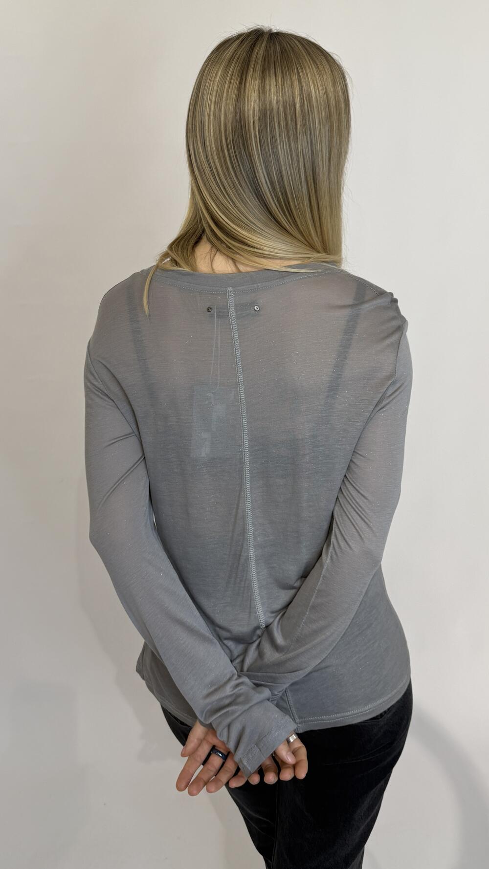 Лонгслів класичний напівпрозорий з блиском Сірий, Oversize