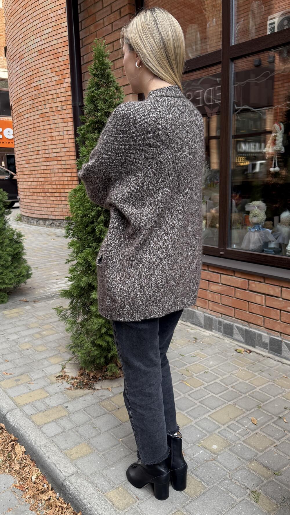 Кардиган з кашеміром SF Темний шоколад, Oversize