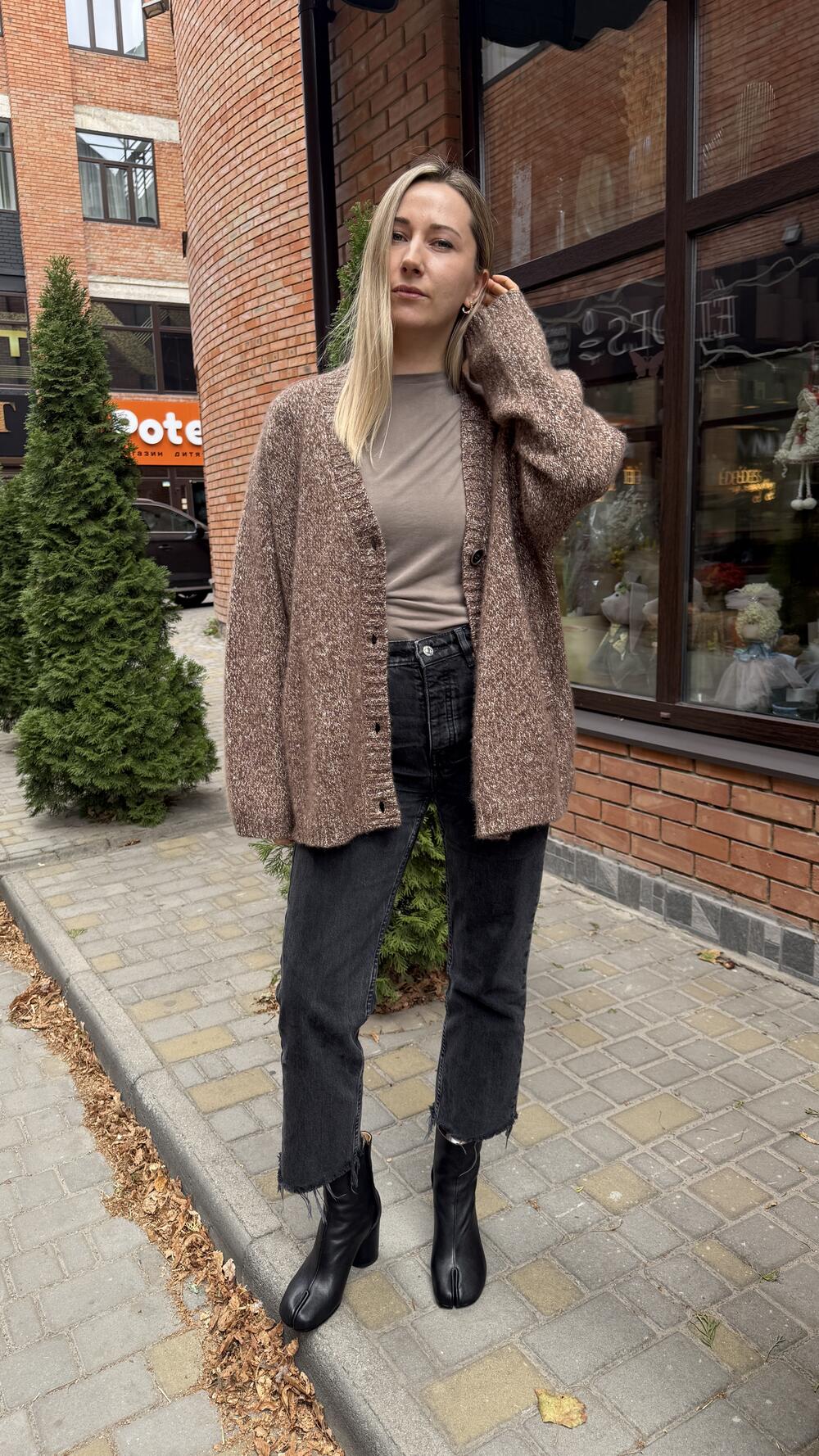 Кардиган з кашеміром SF Мол. шоколад, Oversize