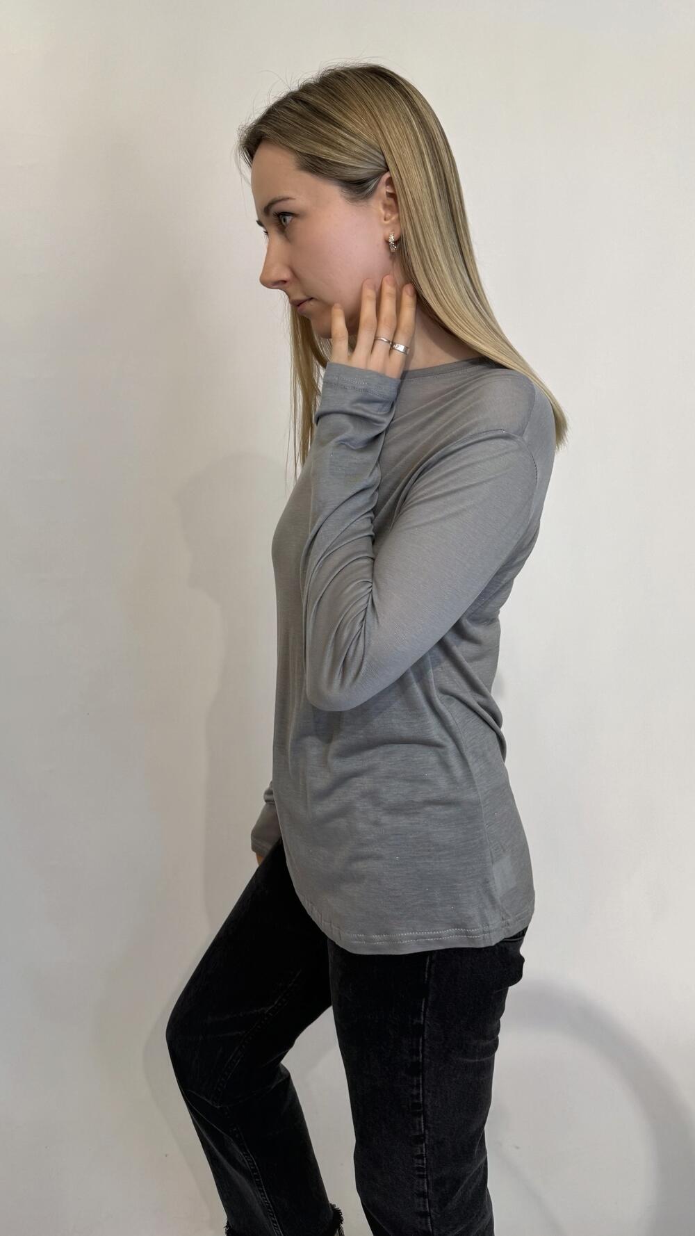 Лонгслів класичний напівпрозорий з блиском Сірий, Oversize