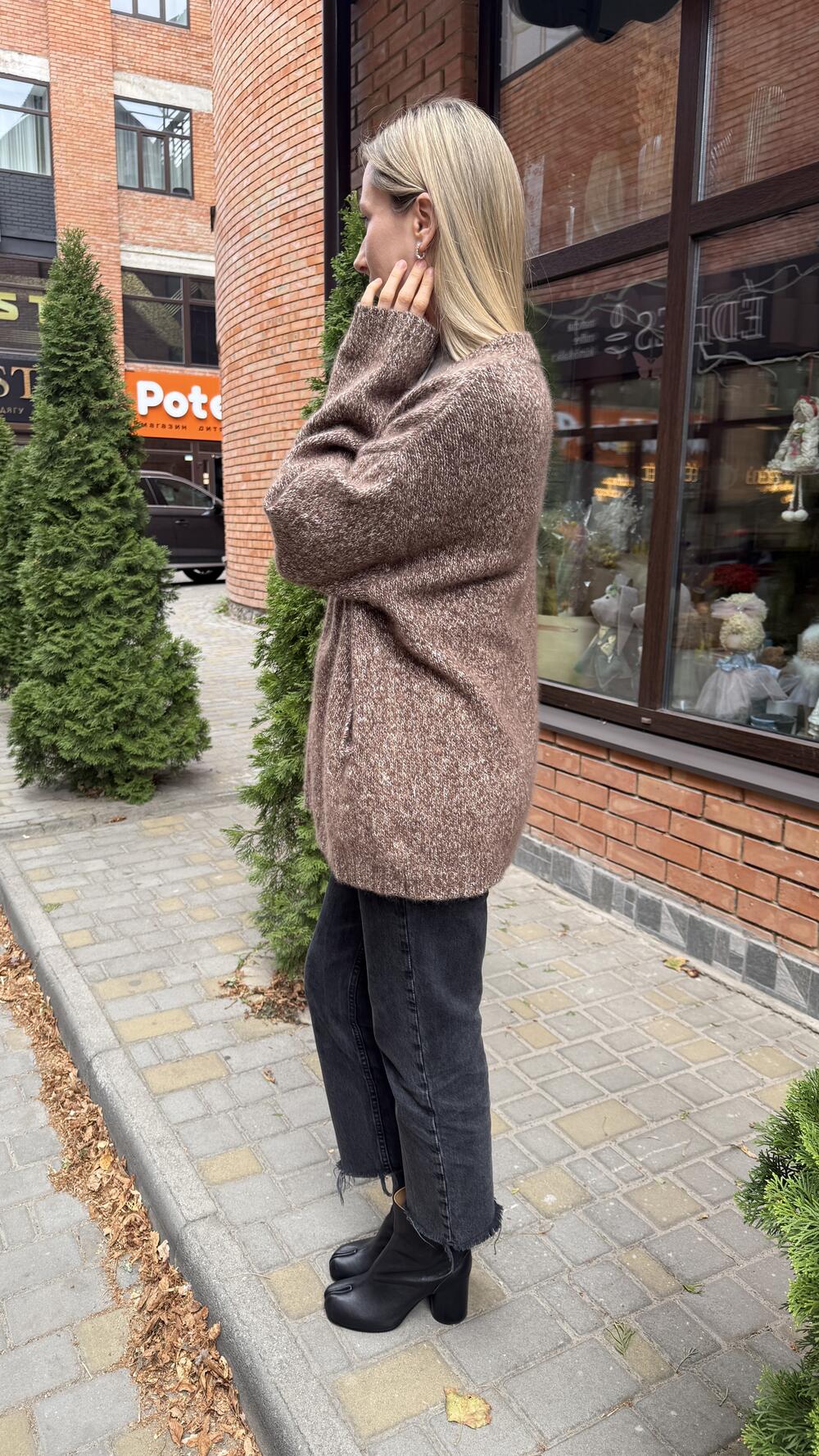 Кардиган з кашеміром SF Мол. шоколад, Oversize