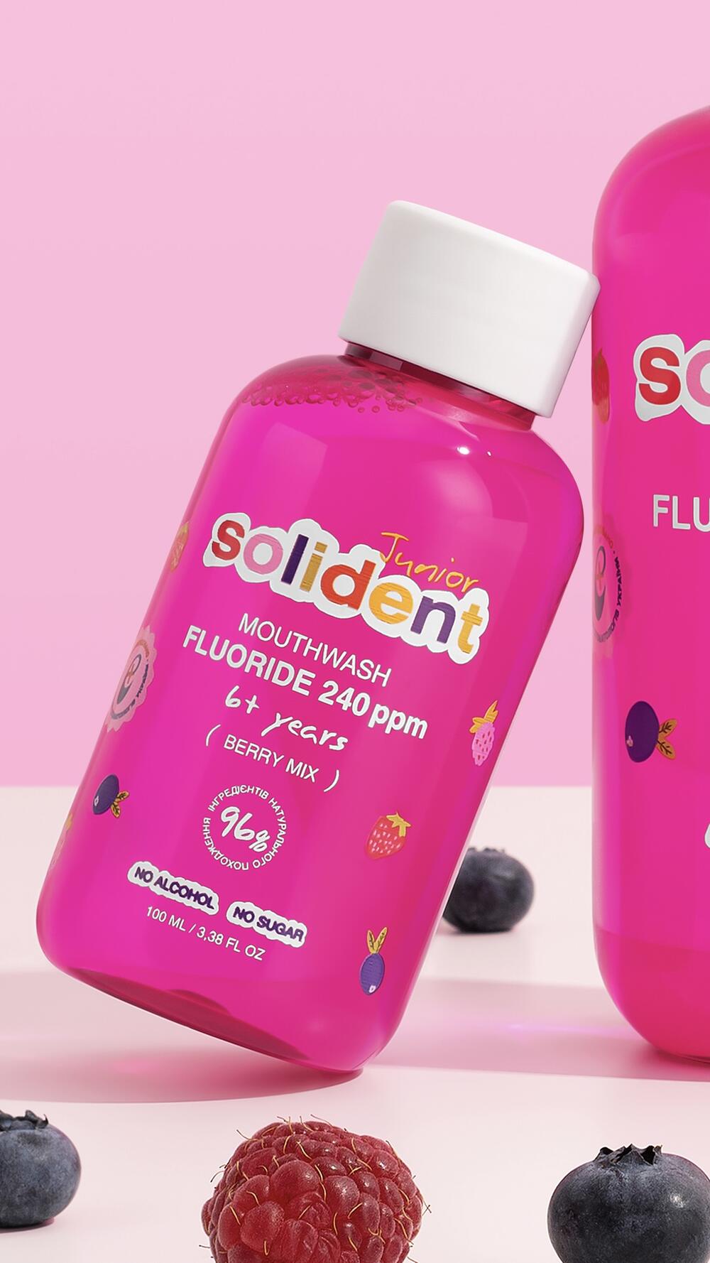 Дитячий ополіскувач для ротової порожнини з фтором Junior 100 ml Solident 