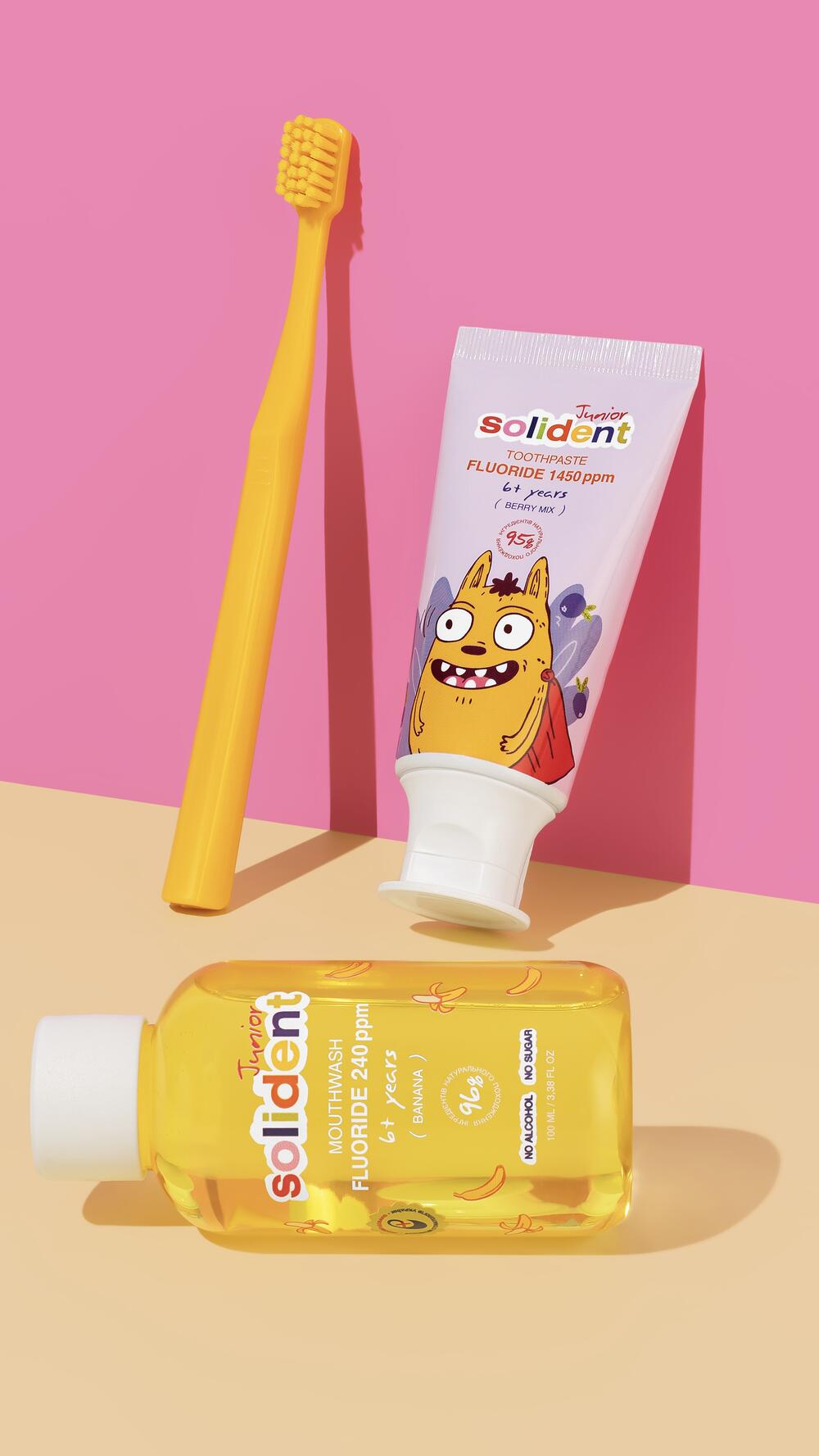 Дитячий ополіскувач для ротової порожнини з фтором Junior 100 ml Solident 