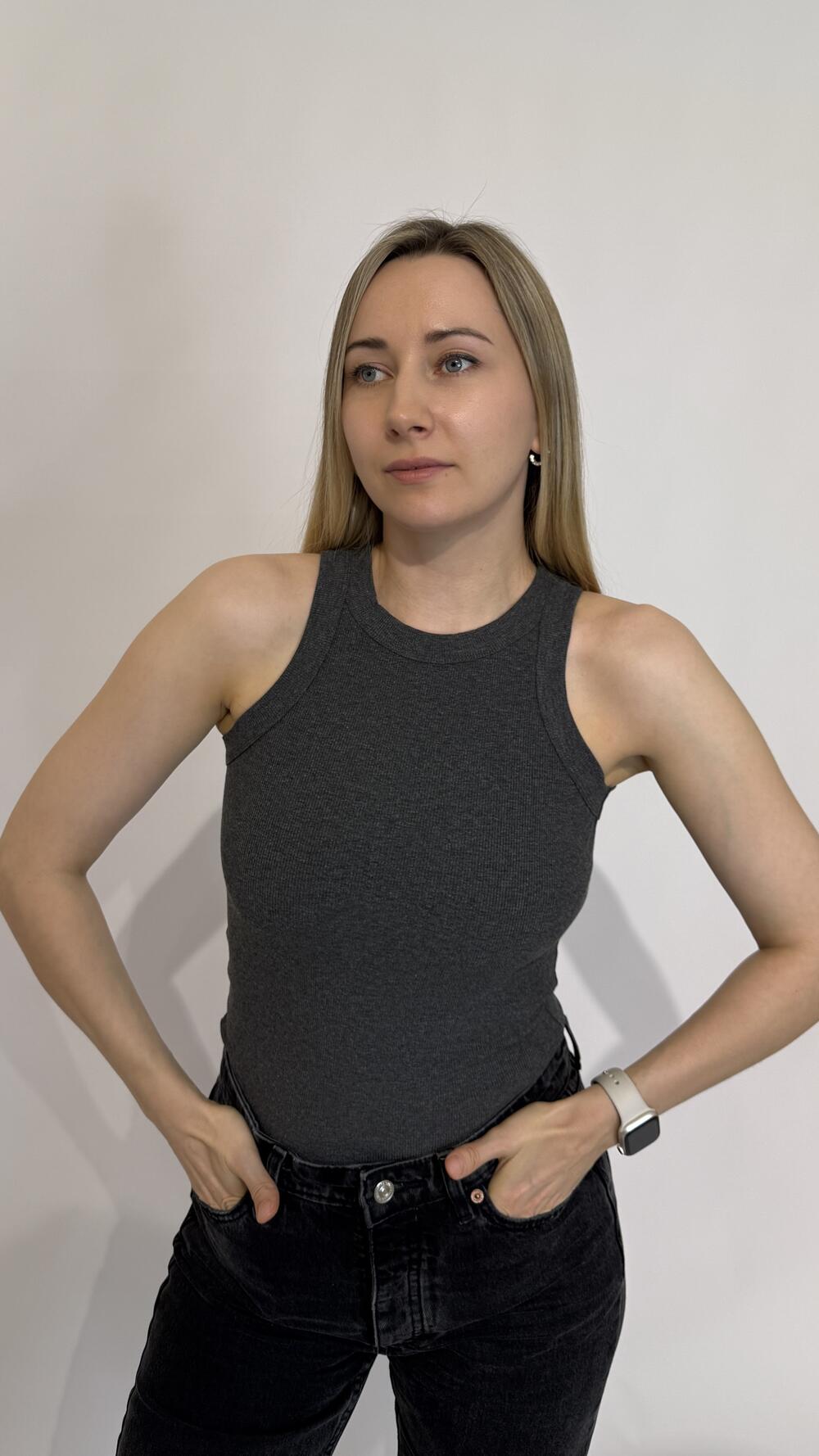 Майка у рубчик Графітовий, S/M