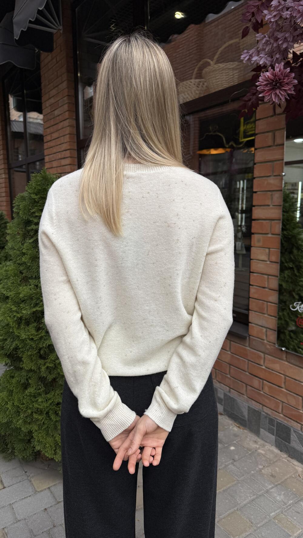 Джемпер з люрексовою ниткою Молочний, Oversize