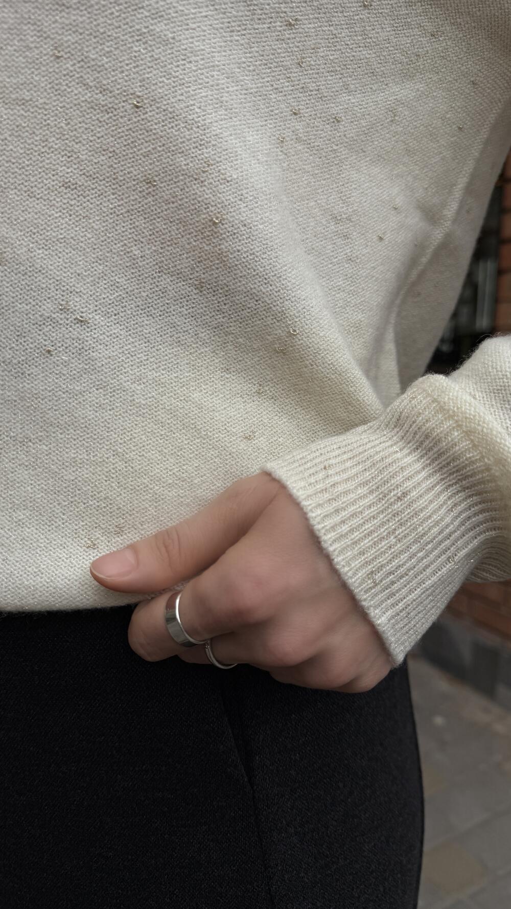 Джемпер з люрексовою ниткою Молочний, Oversize