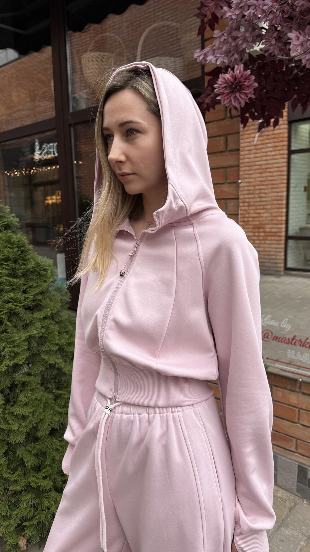 Костюм з приталеною олімпійкою та брюками з куліскою Baby Pink, S/M