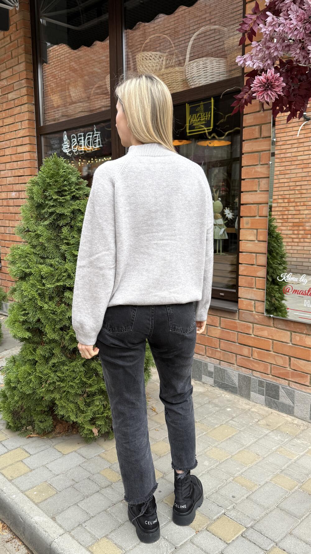 Светр з ґудзиками на грудях та рукавах Сірий, Oversize