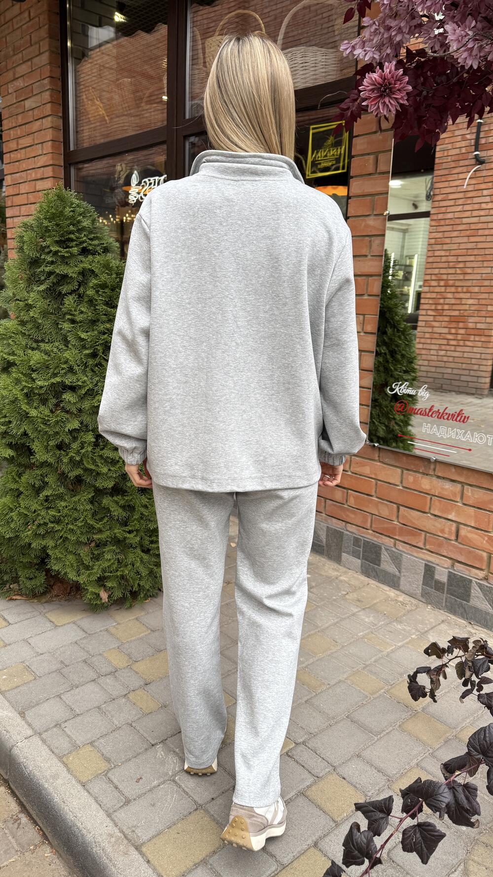 Костюм з вишивкою М, з кольоровими шнурками Сірий меланж, L