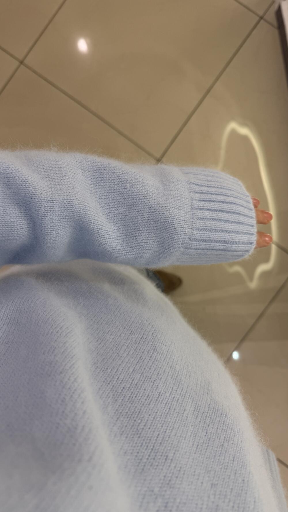 Светр поло з комірцем кашеміровий Liture Блакитний, Oversize