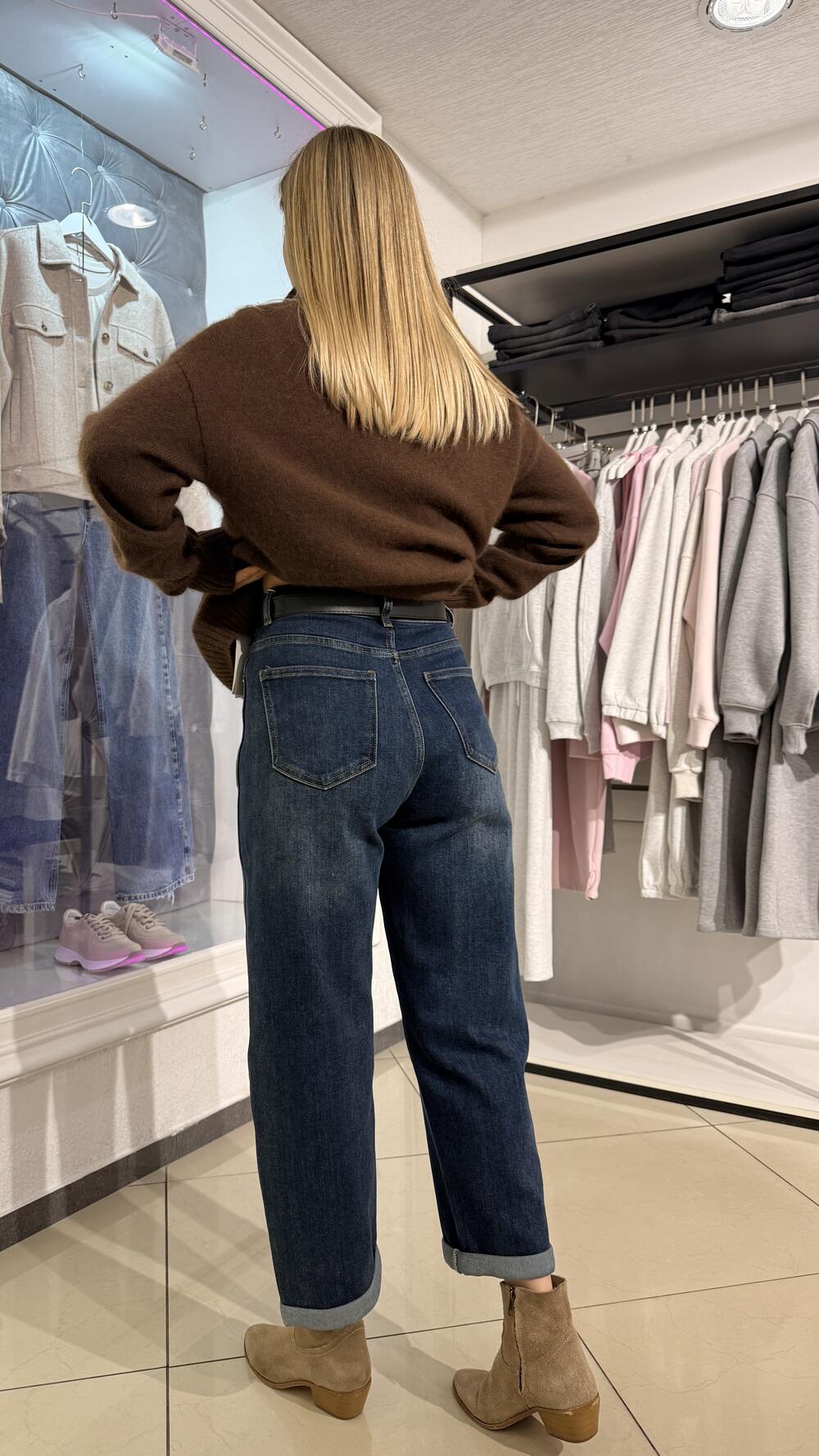 Джинси з ременем 79512 Темно-синій, 30