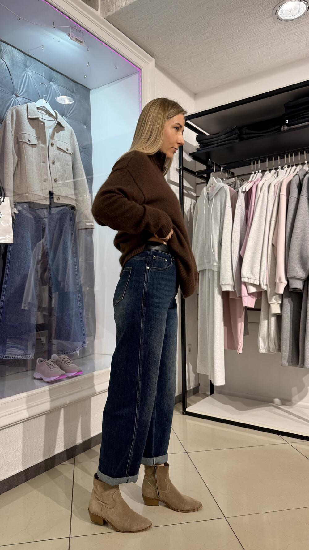 Джинси з ременем 79512 Темно-синій, 29