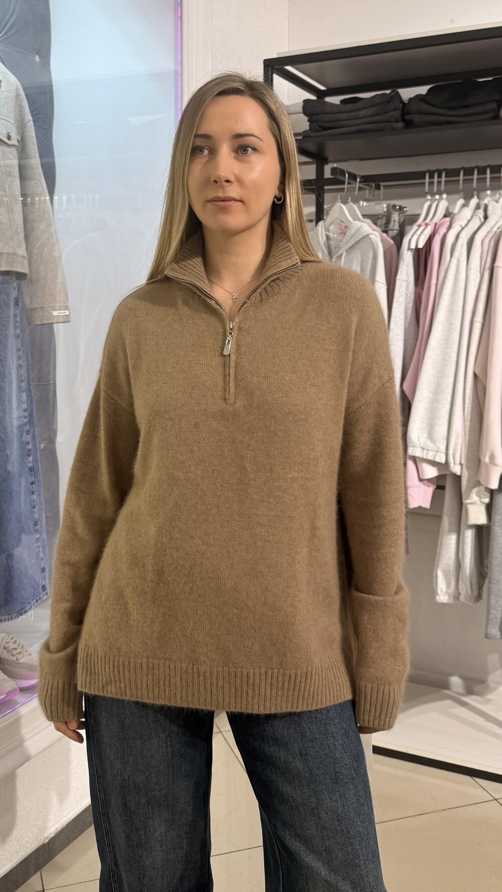 Светр поло з комірцем кашеміровий Liture Мокка, Oversize