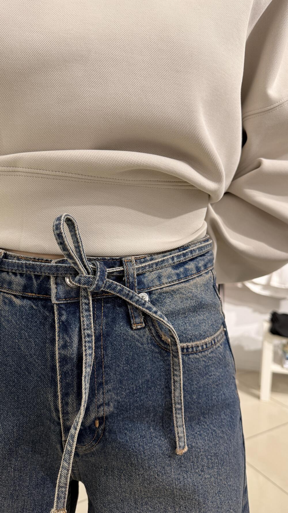 Джинси з тканинним поясом арт.3491/3572 Faf Темно-синій, 38