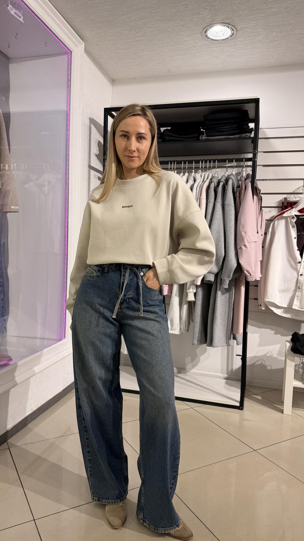 Джинси з тканинним поясом арт.3491/3572 Faf Темно-синій, 38