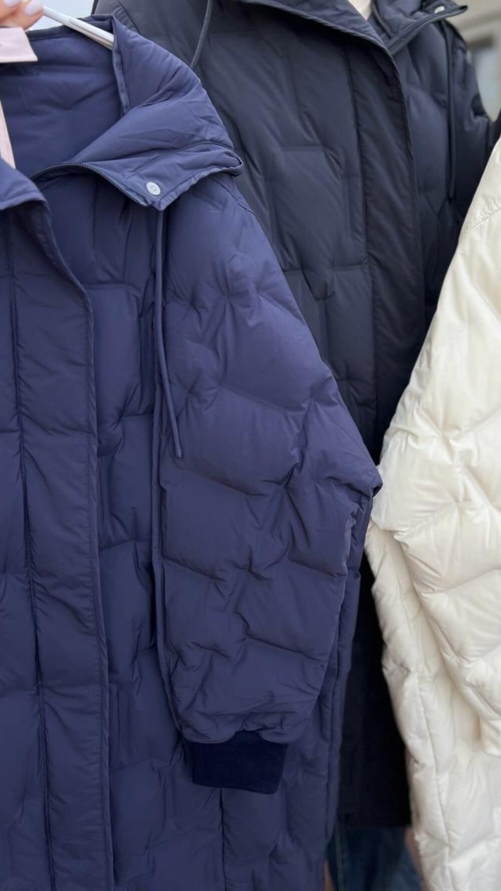 Пальто-пуховик, летюча мишка з капюшоном Liture Темно-синій, L