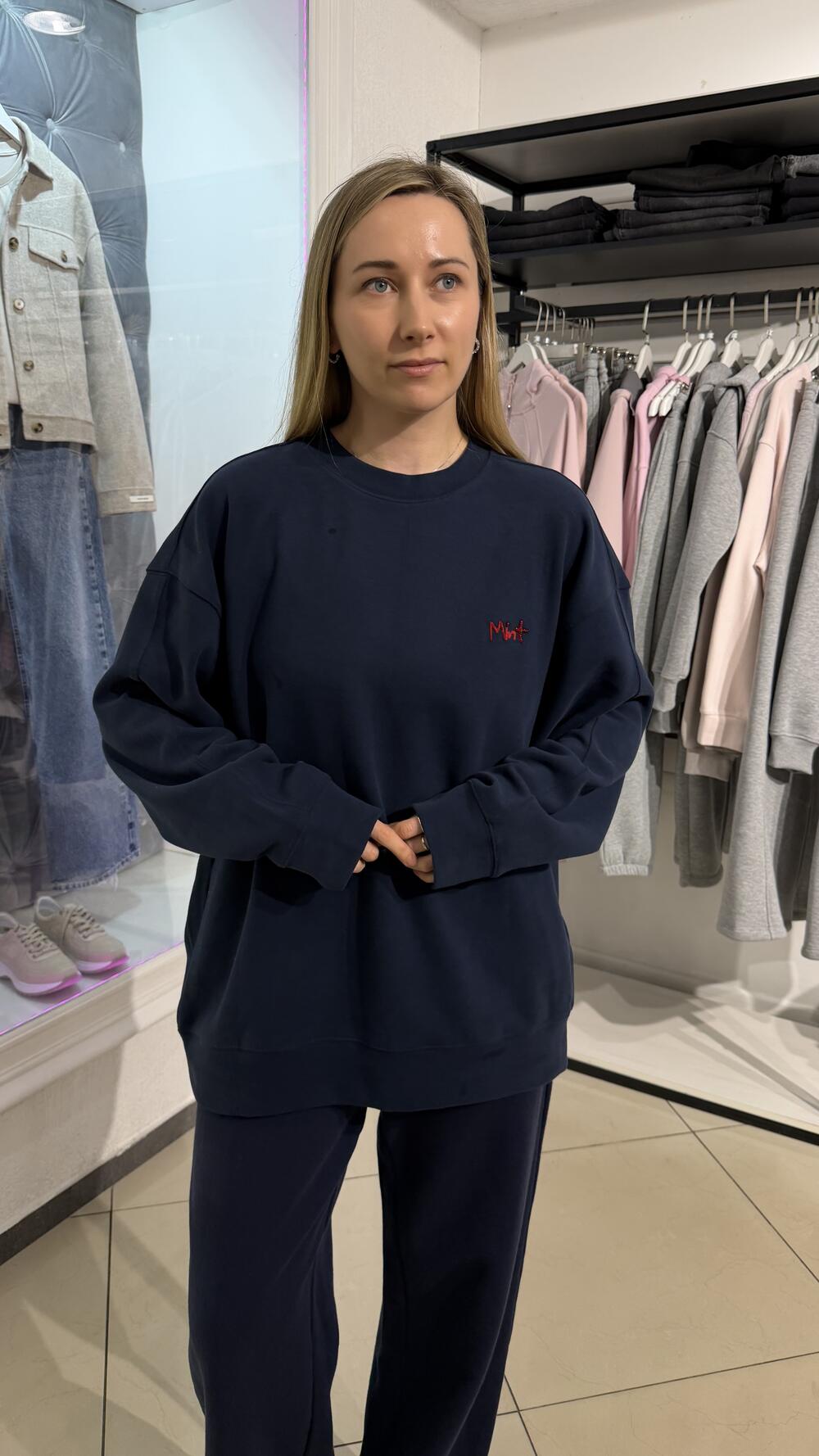 Світшот з нашивкою Mint Синій, Oversize