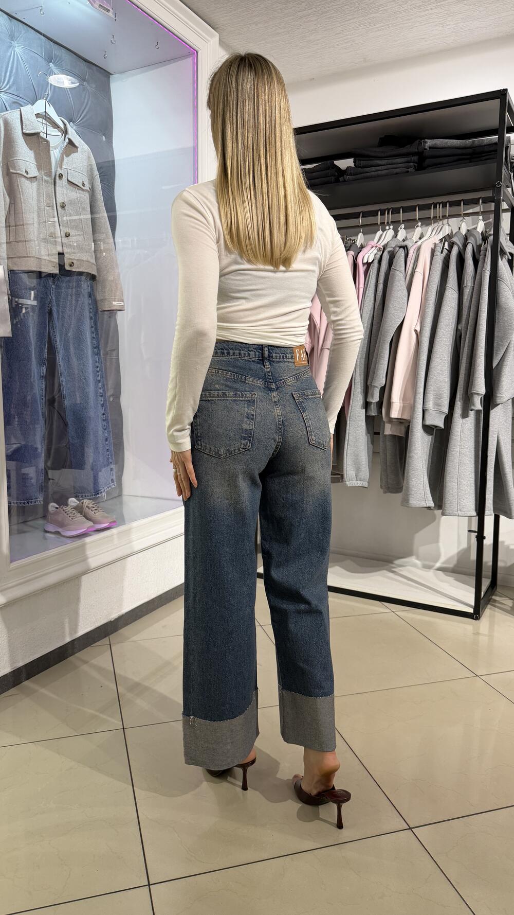 Джинси арт.3604 з підворотом Faf Синій вінтаж, 34