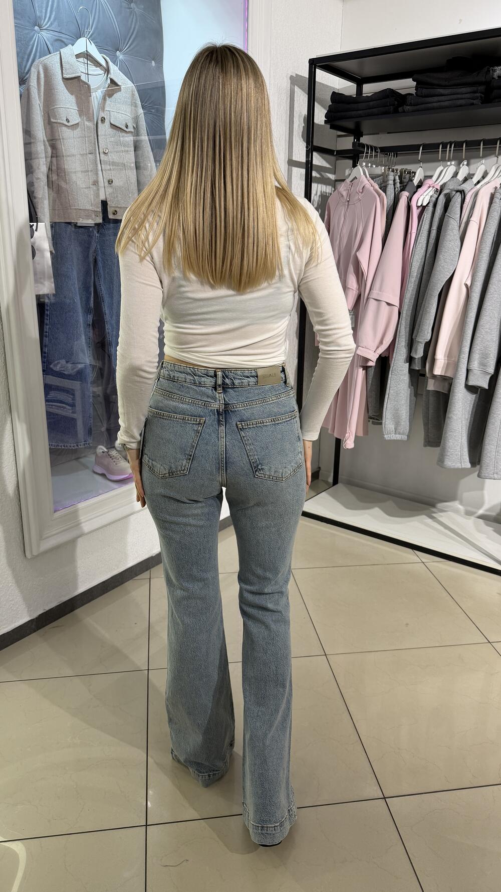 Джинси кльош Squalo Синій вінтаж, 38