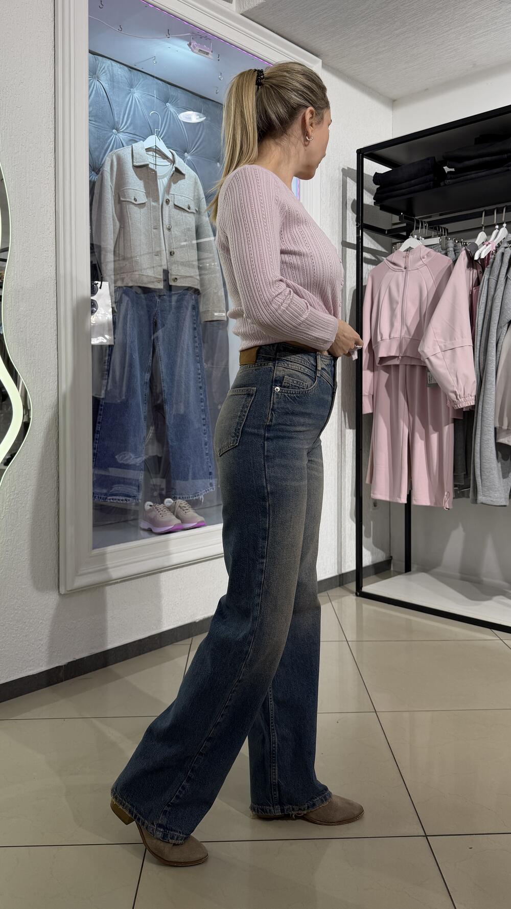 Джинси 3616 зі складним верхом Faf Синій вінтаж, 40