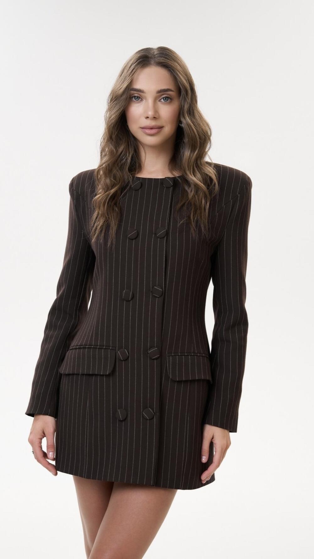 Сукня/жакет у смужку 1040 Lk Шоколад з сріблом, XS