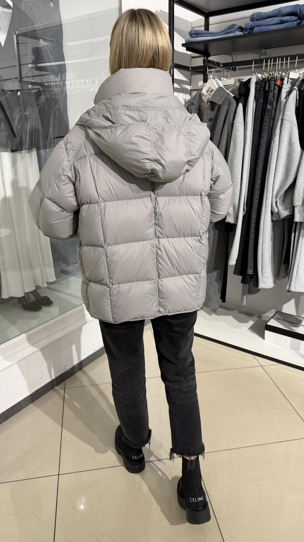 Куртка пуховик, з капюшоном та магнітними кнопками Liture Св. сірий, M