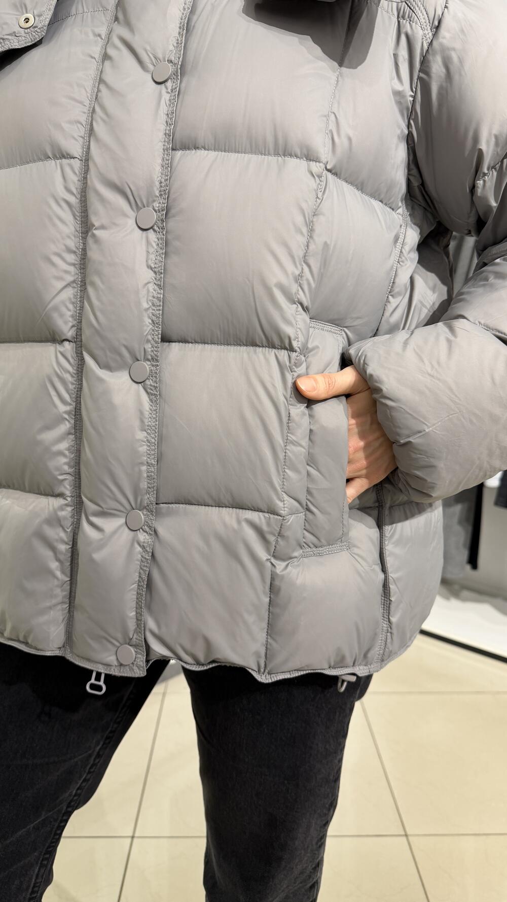 Куртка пуховик, з капюшоном та магнітними кнопками Liture Св. сірий, L